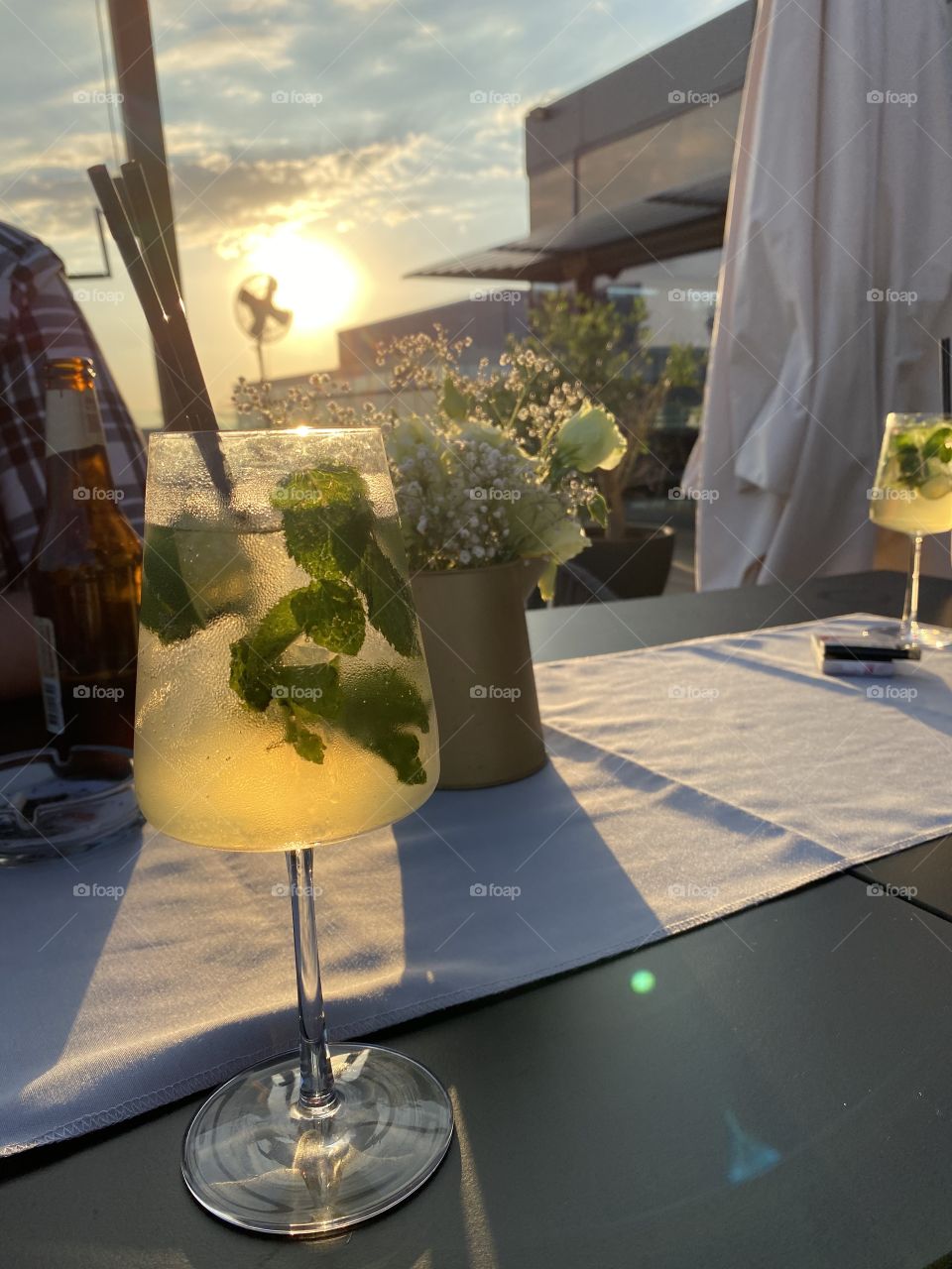 Sunset of the rooftop 