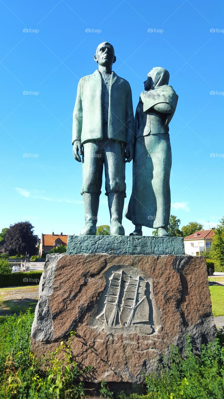 Utvandrarna. Staty i Karlshamn