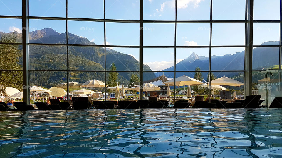 Tauern spa with panoramic view of mountains 