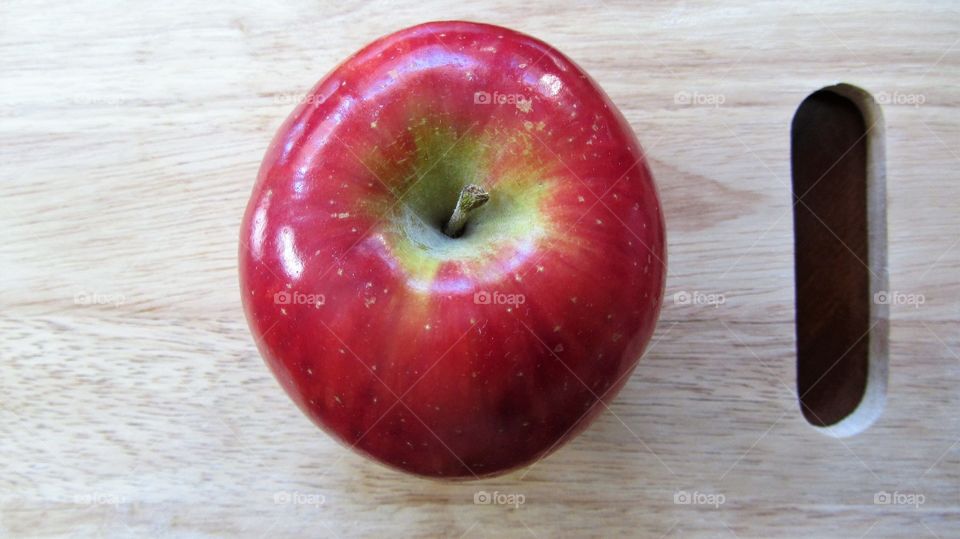Apple on a cutting board