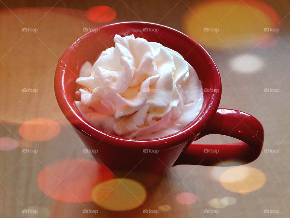 Hot Vanilla Cappuccino In Red Mug