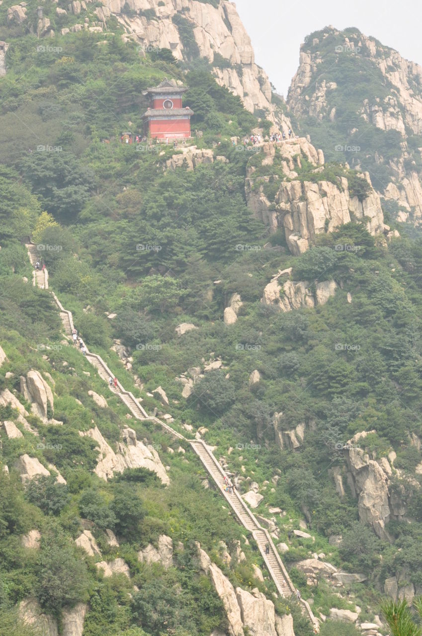 Very long stairs in Chinese mountains