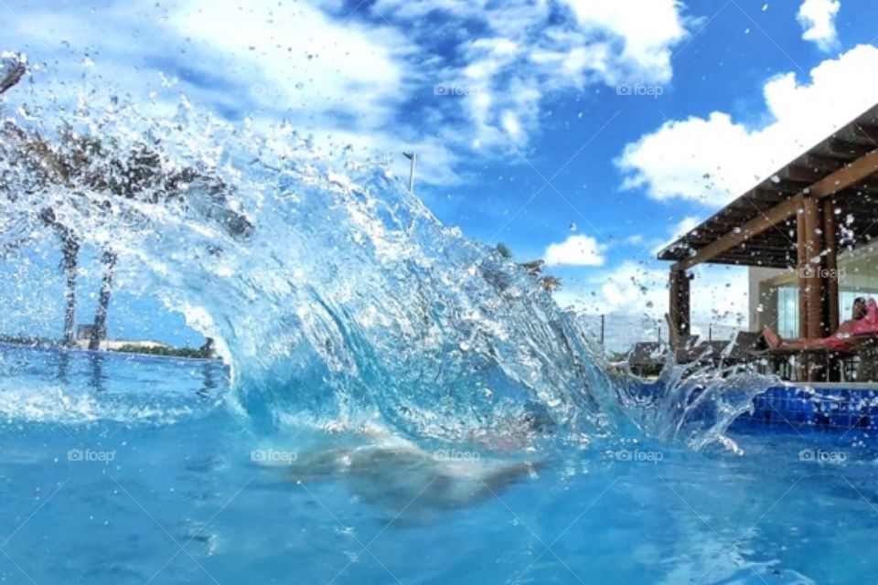 Diving in the pool