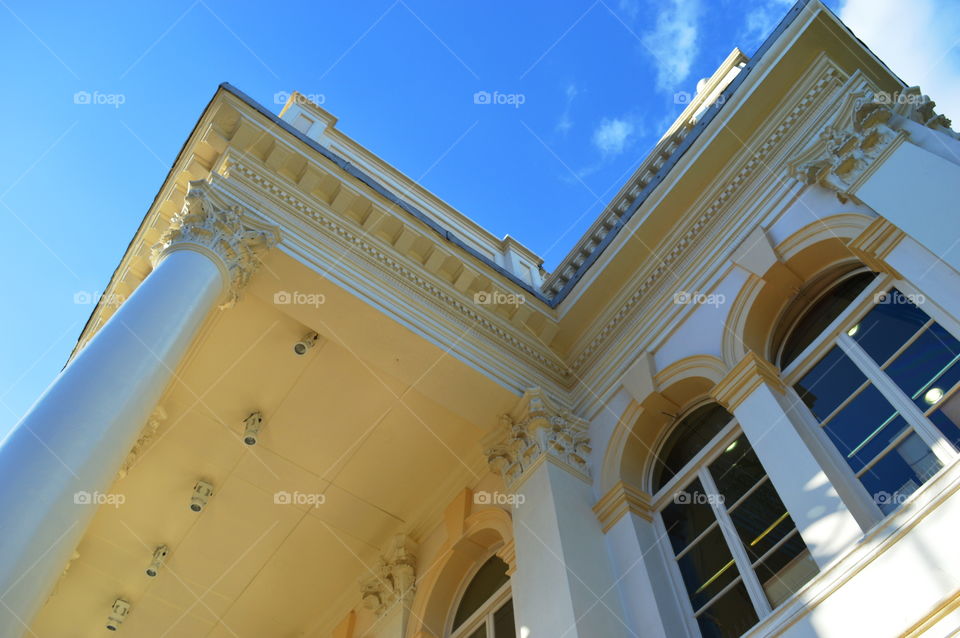 looking up. sky-architecture above our head  in England. Rich and historic Theatre in Nottingham