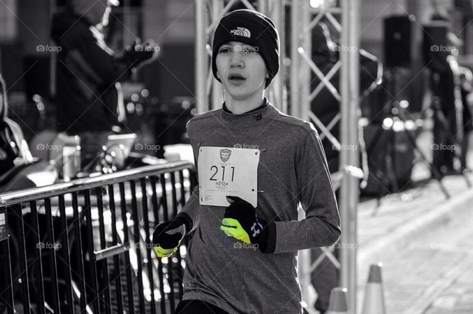 Winter Race. Freezing during a 1 mile race I won.