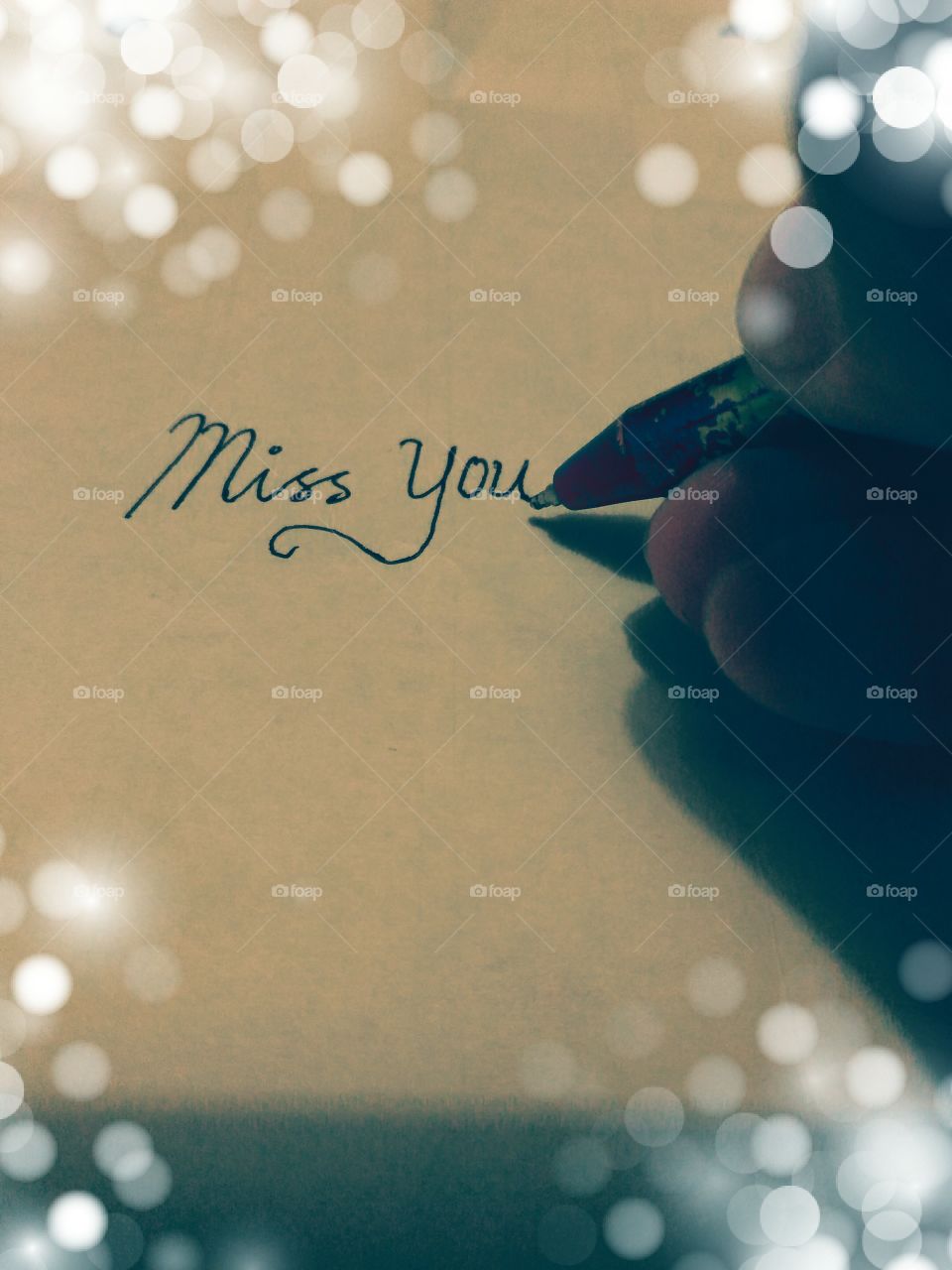 Writing with a feeling of a deep longing, raindrop screen effect