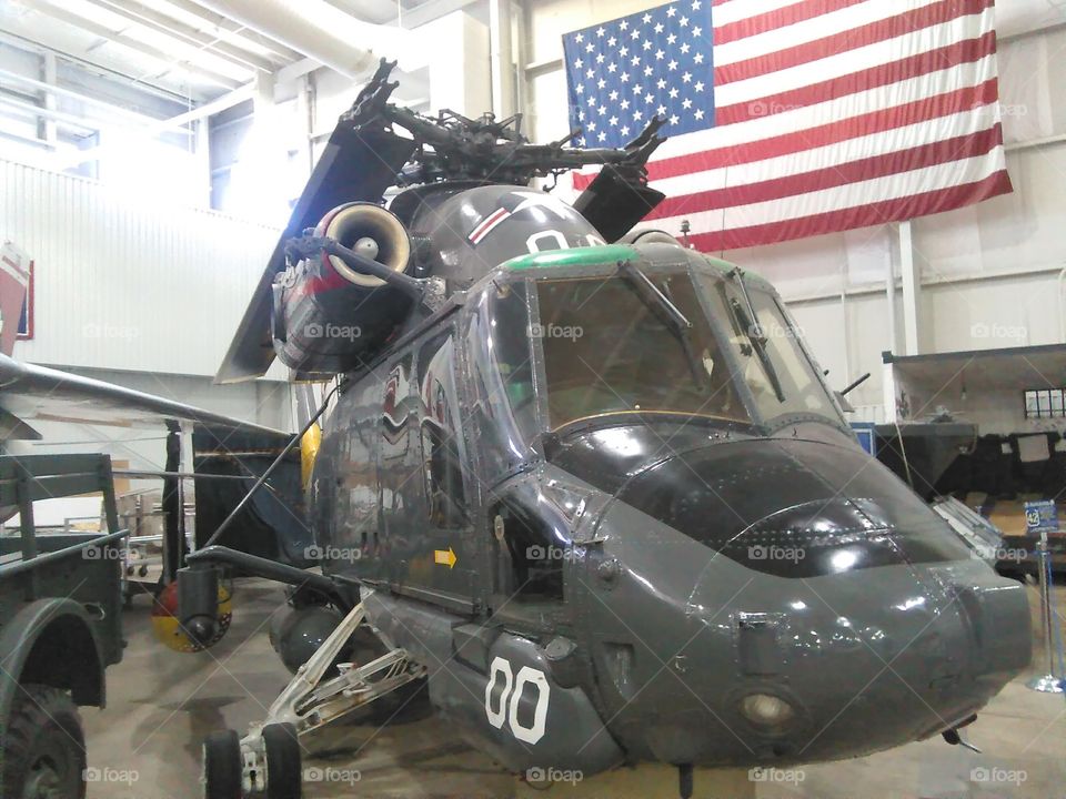 Helicopter American with flag