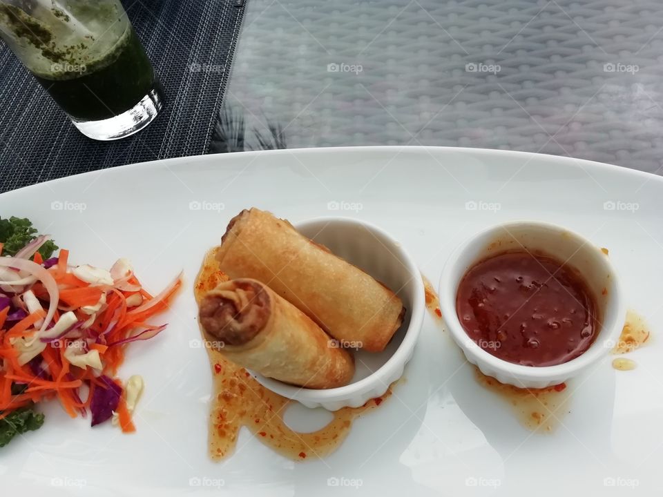 Spring rolls closeup picture