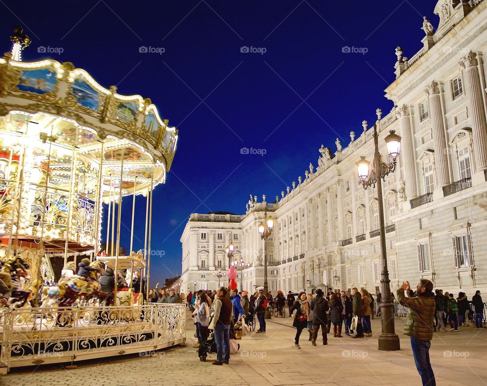 Magic during the blue hour in front of Palacio Real in Madrid