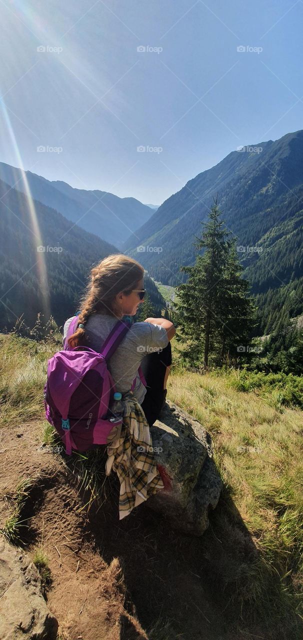 Enjoying of beautiful view of Carpathian mountains