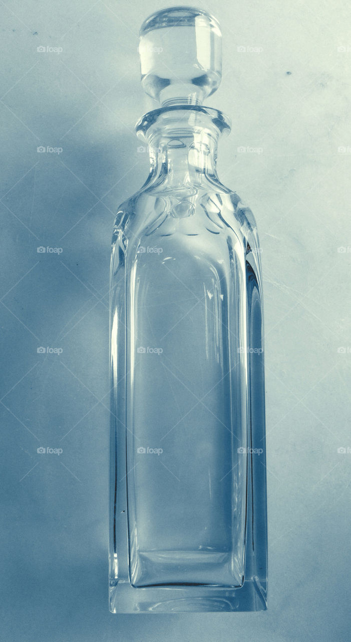 blue glass wine bottle by poorguy2
