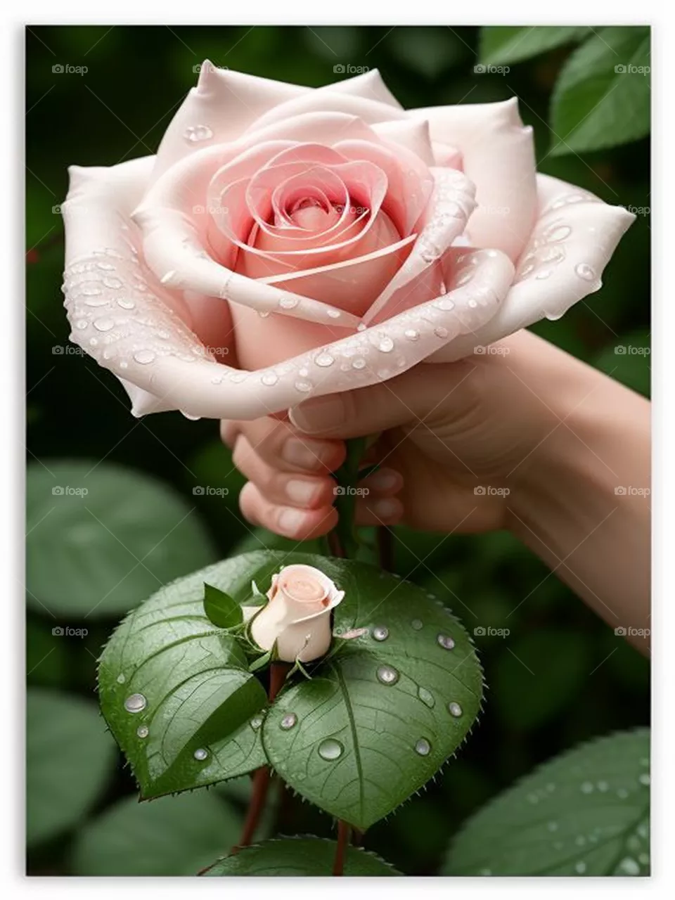 A beautiful pink rose in the hand