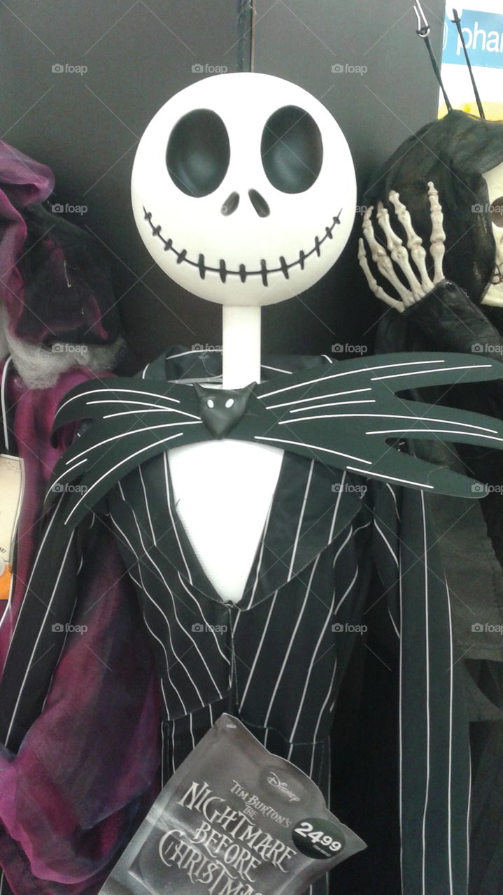 Jack Skeleton. Halloween decoration hanging in the store.