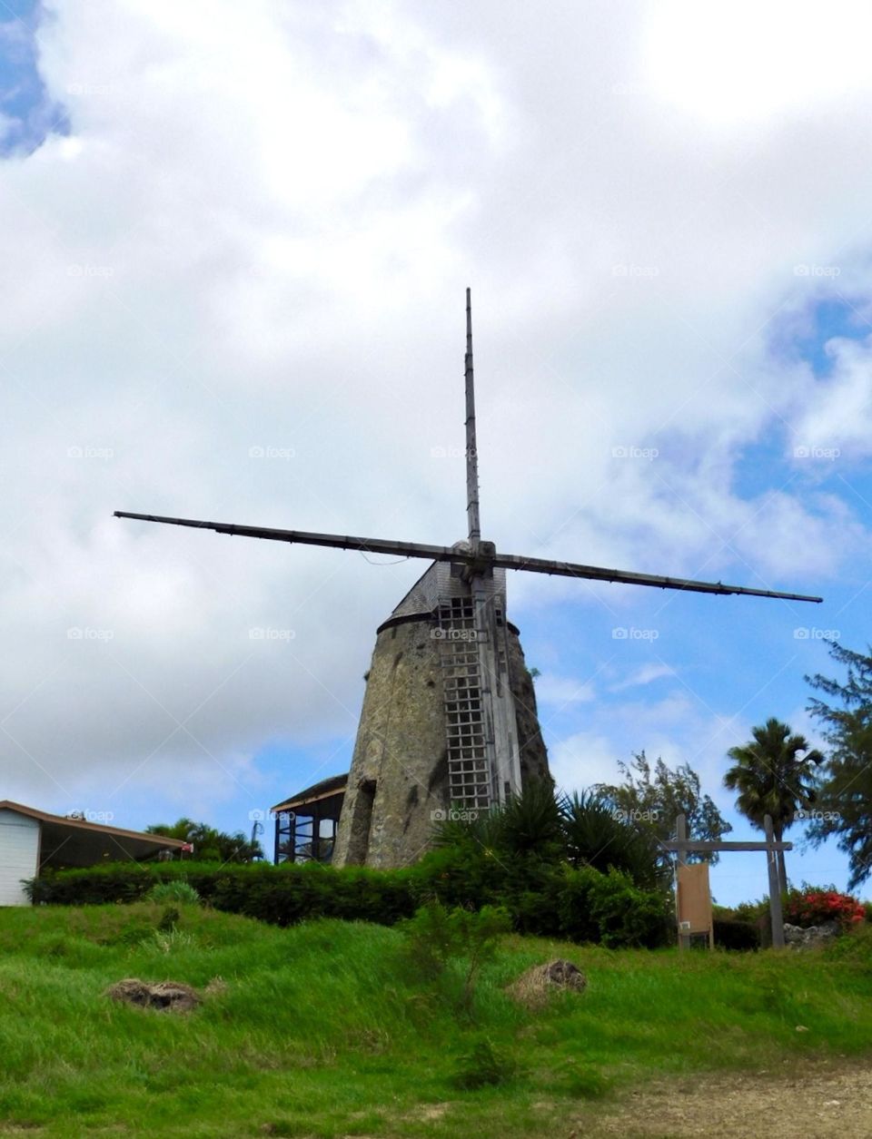 Centuries old Windmill sugarcane Barbados Island rum 