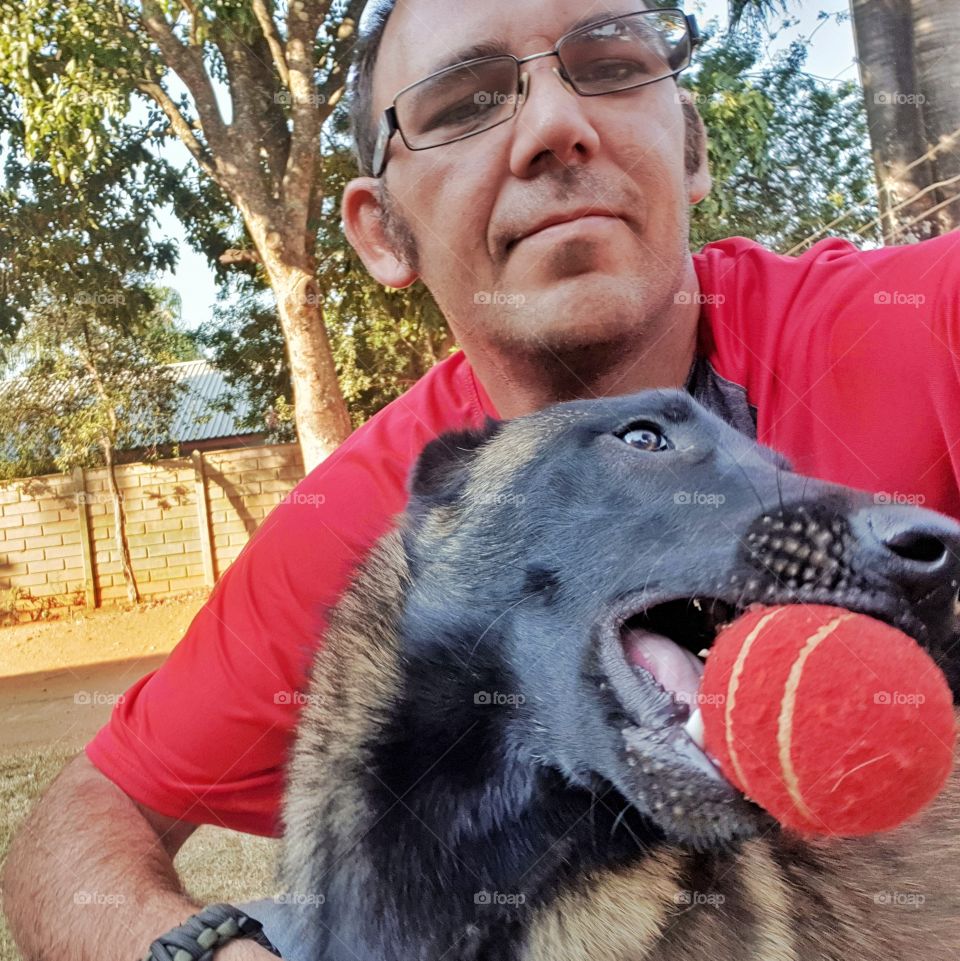 playing ball with my dog