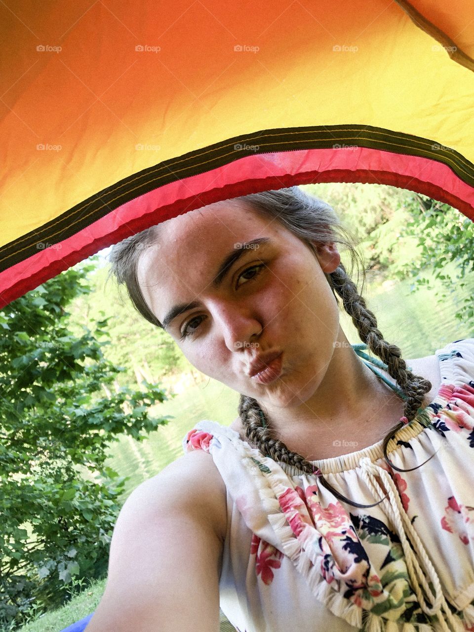 Selfie in the tent, sorry my braid is kind of messed up but the background is to die for! 