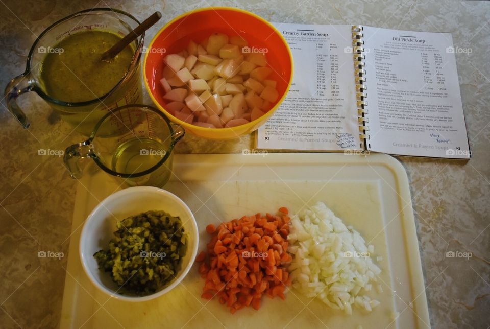 Ingredients for dill pickle soup
