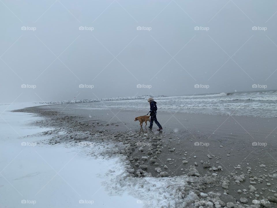 Winter beach walk