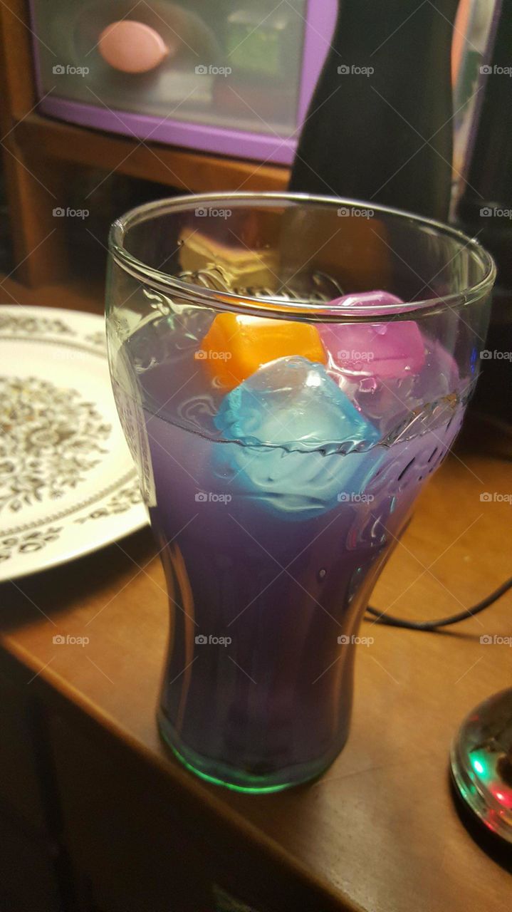 purple drink with fun ice cubes