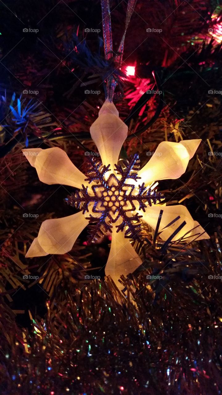 Illuminated lantern hanging at night