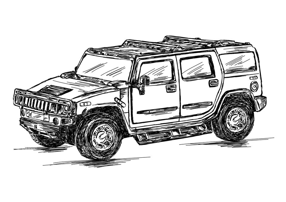 4x4 sports utility vehicle illustration sketch artwork