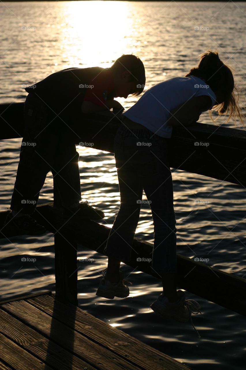 My kids on a dock