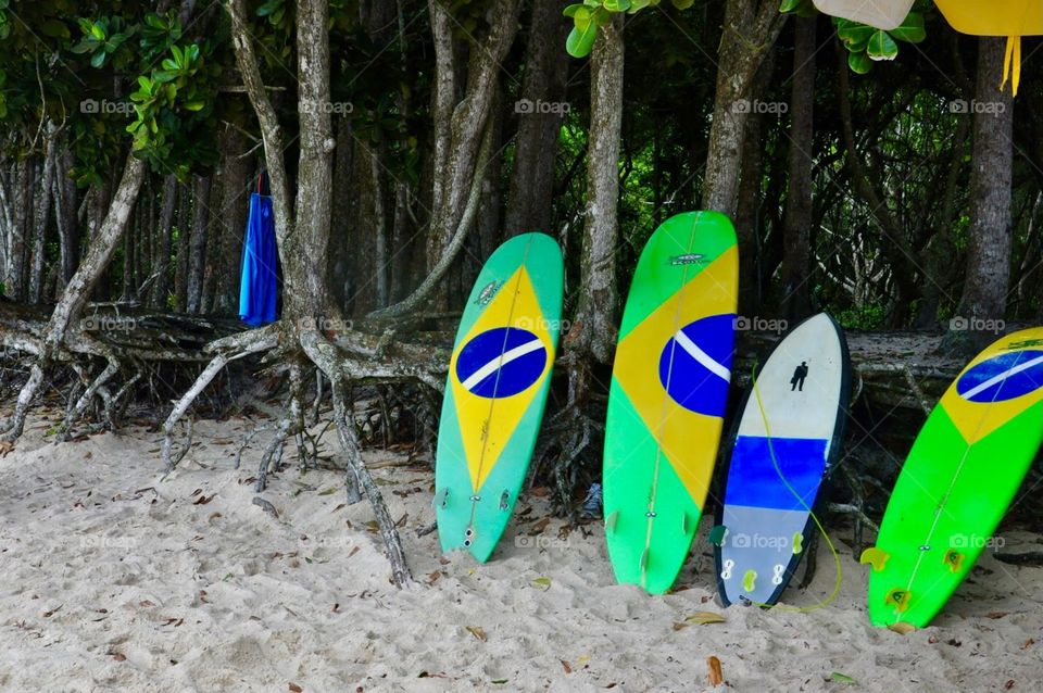 Brazil flag surfboard 