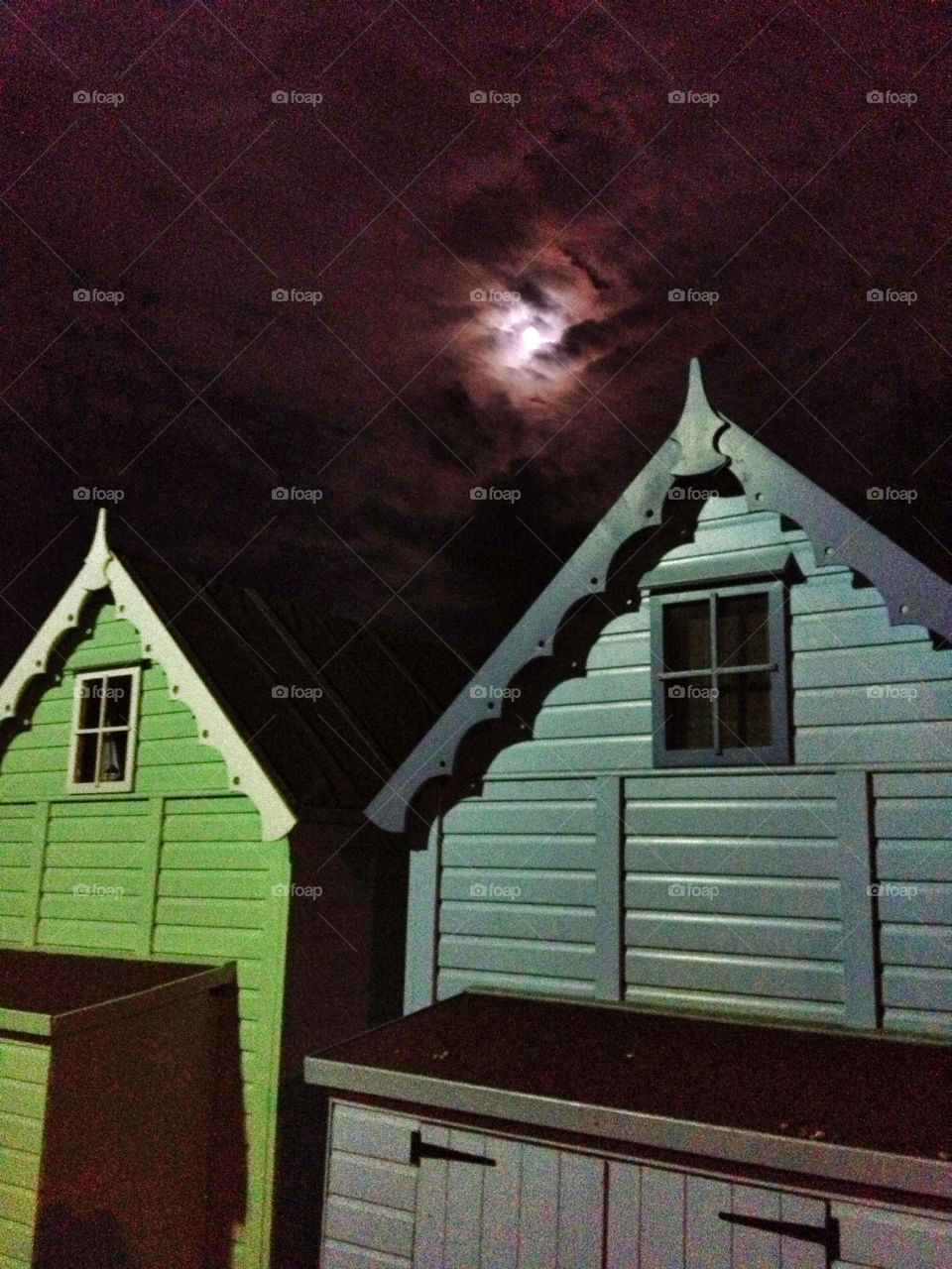 Night beach huts