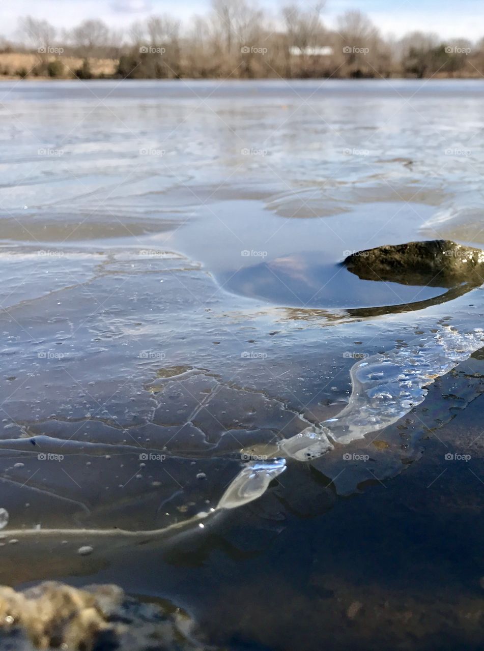 Winter Story, cold, winter, rural, frozen, ice, lake, sky, shore, thin ice, pond, water, melting, trees, tree line,