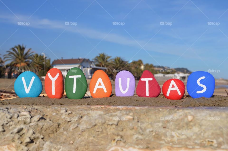 Vytautas, lithuanian male name on stones