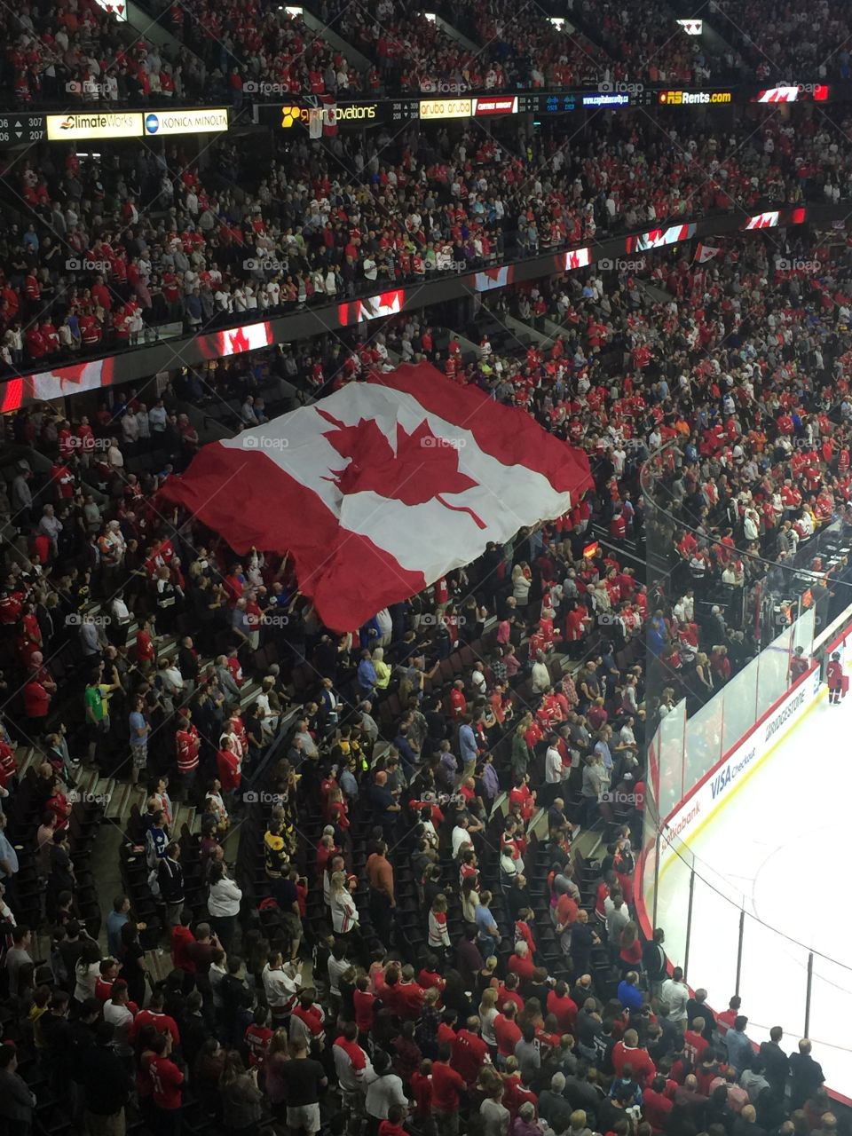Hockey Game Canadian Flag