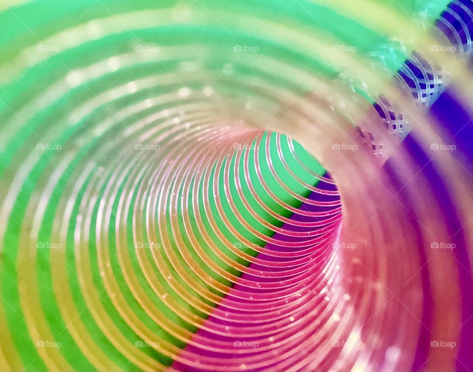 Abstract image looking through a stretched out coil