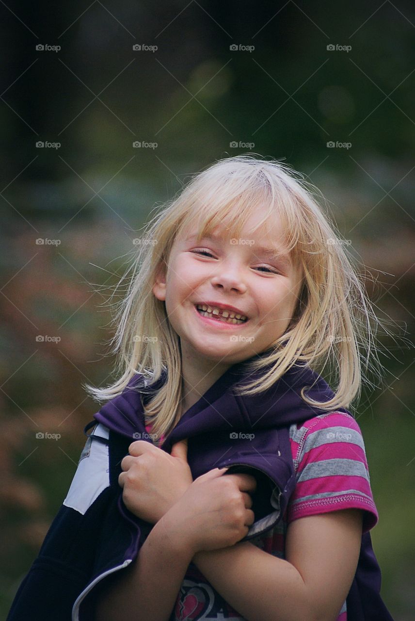 Happy girl . Girl out walking