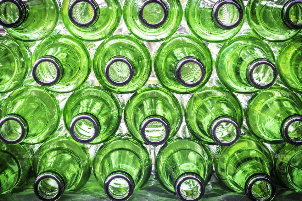 Empty green bottle. Empty of green bottle beer background