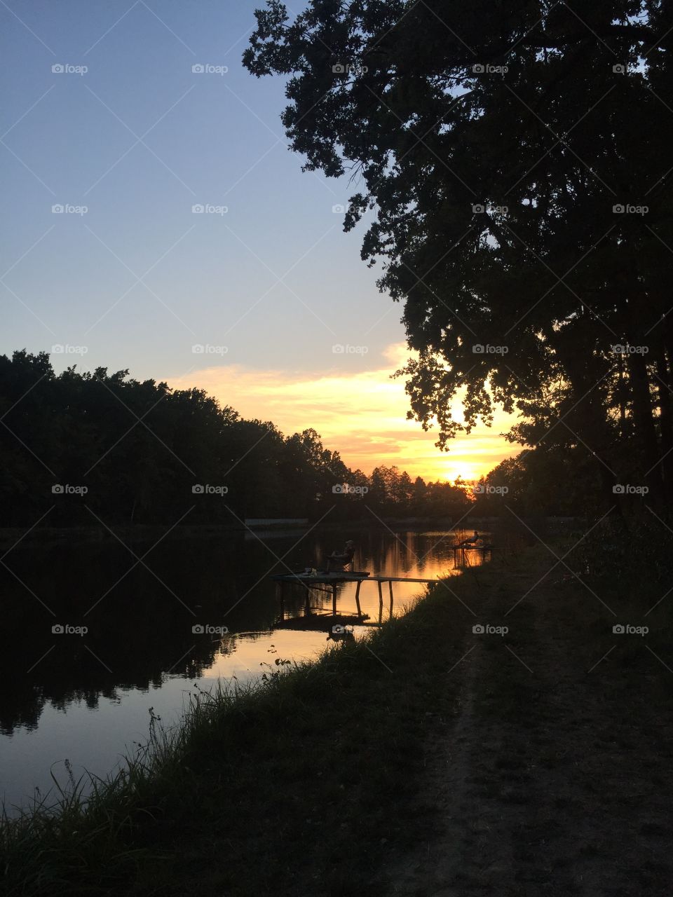 Sunset over pond