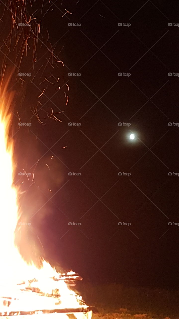 Fire and moon