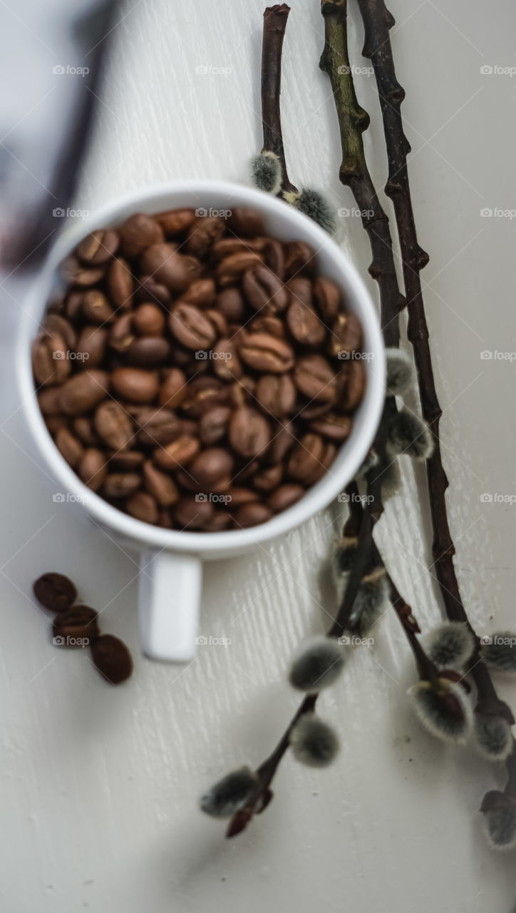 coffee beans in a cup