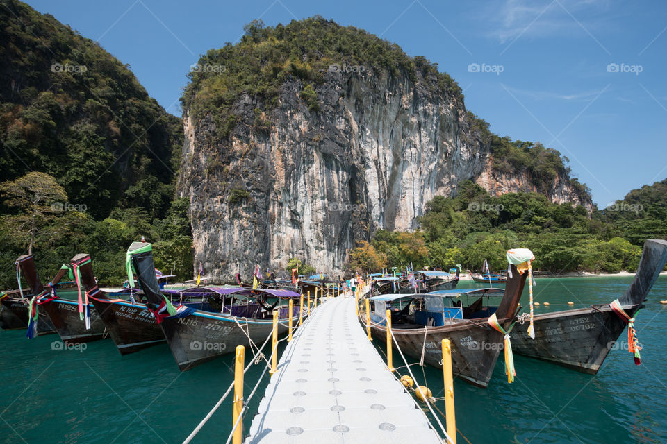 Path to the island with boat docking