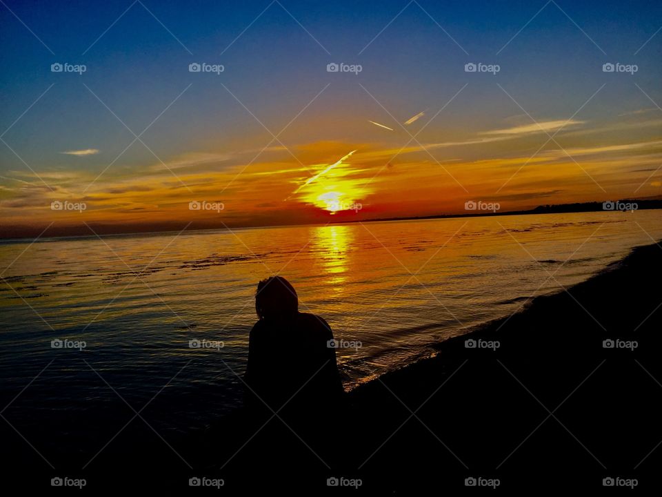 Girl enyou evening at beach in Denmark 