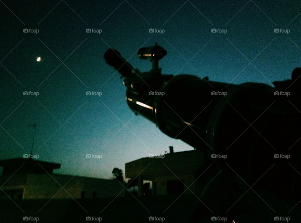 Telescope pointing at the moon