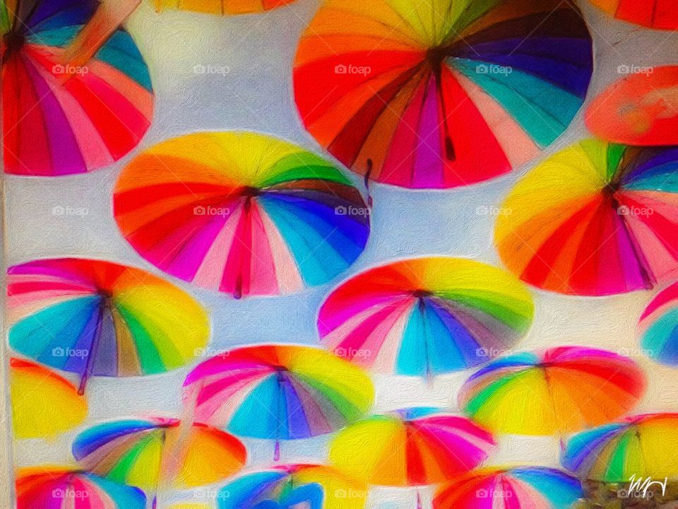 Rainbow umbrella painting