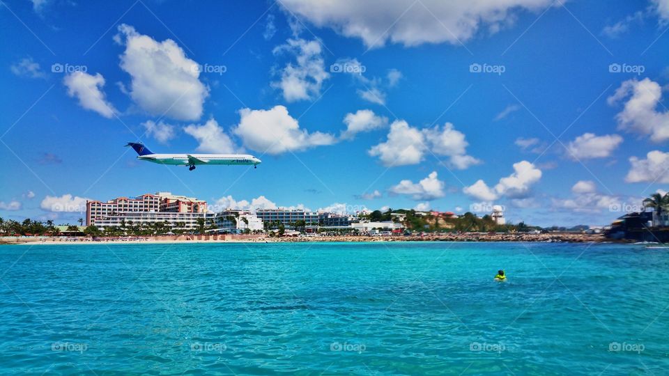 plane landing. Philipsburg St Maarten