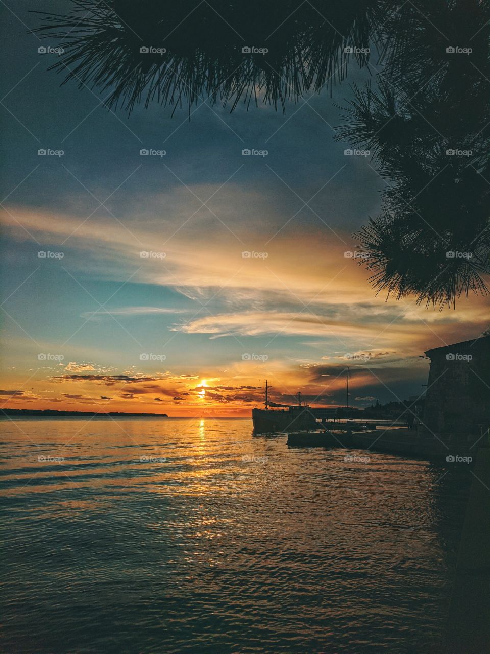 Wonderful sunset on the Adriatic Sea in Slovenia.