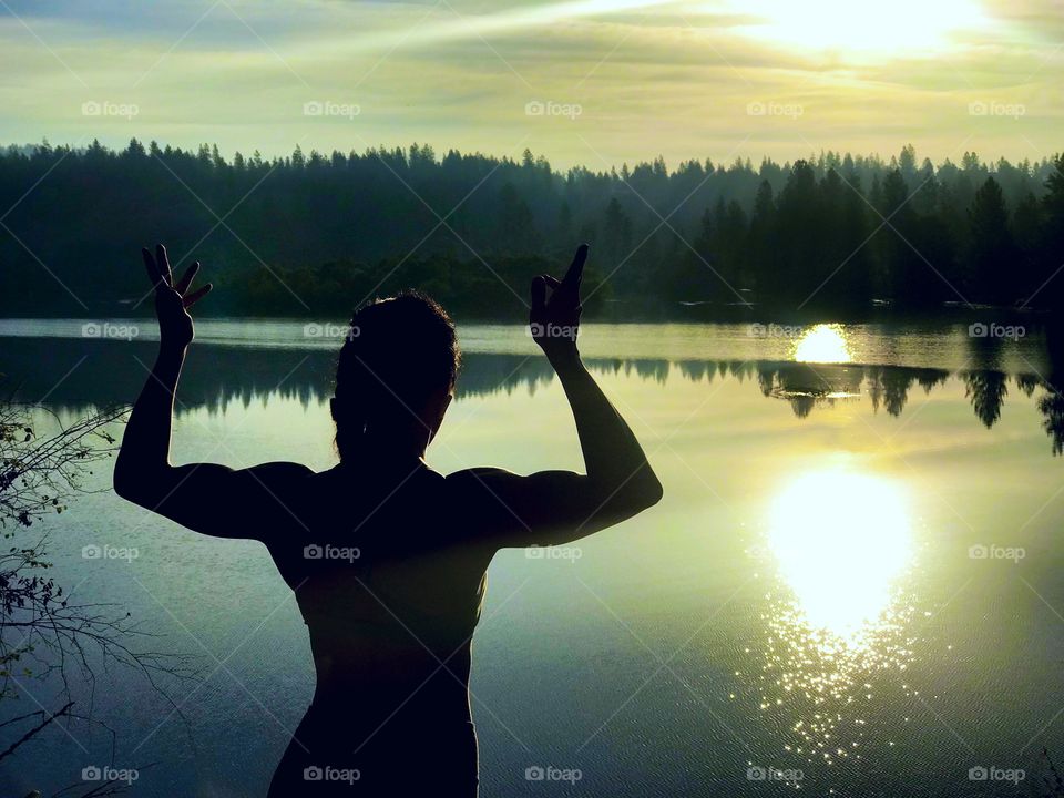 Posing over the water 