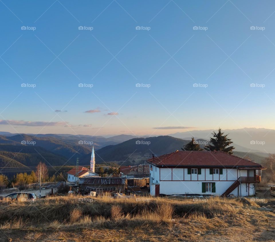 Afternoon view in a small mountain village