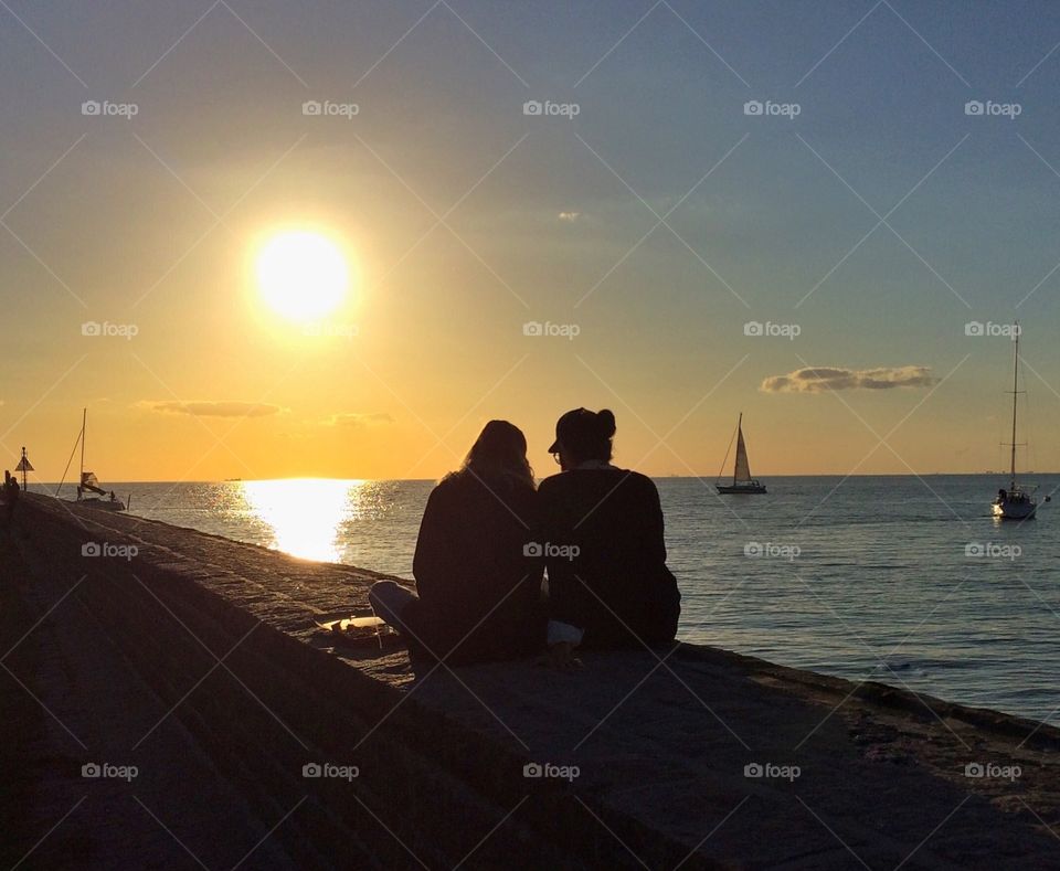 Enjoying sunset in the harbour