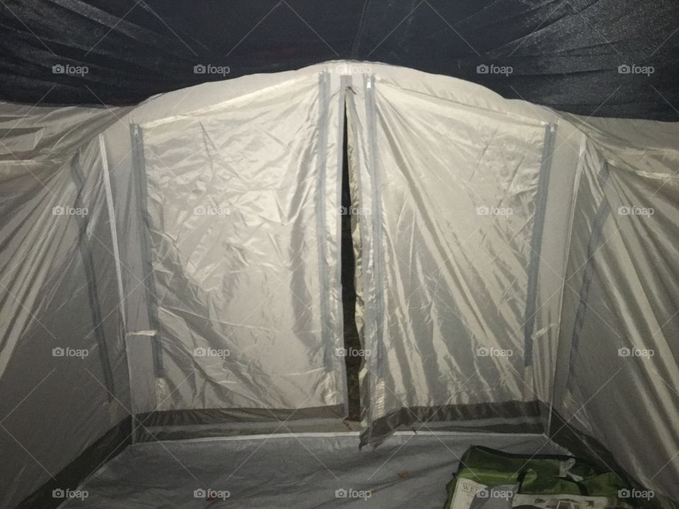 Inside tent