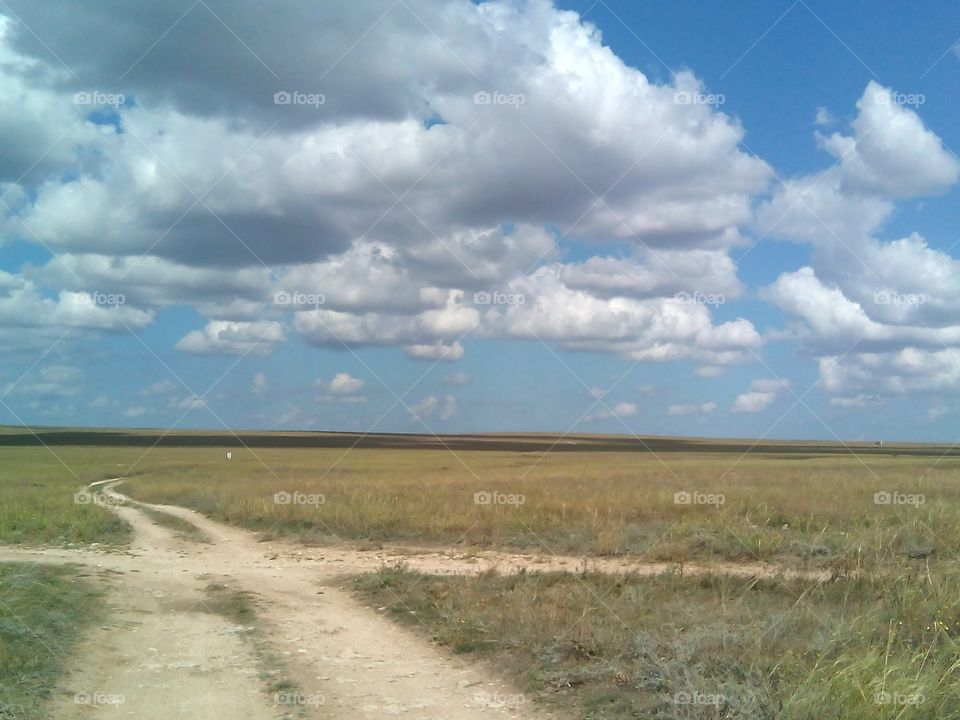 steppe crosroads and sky