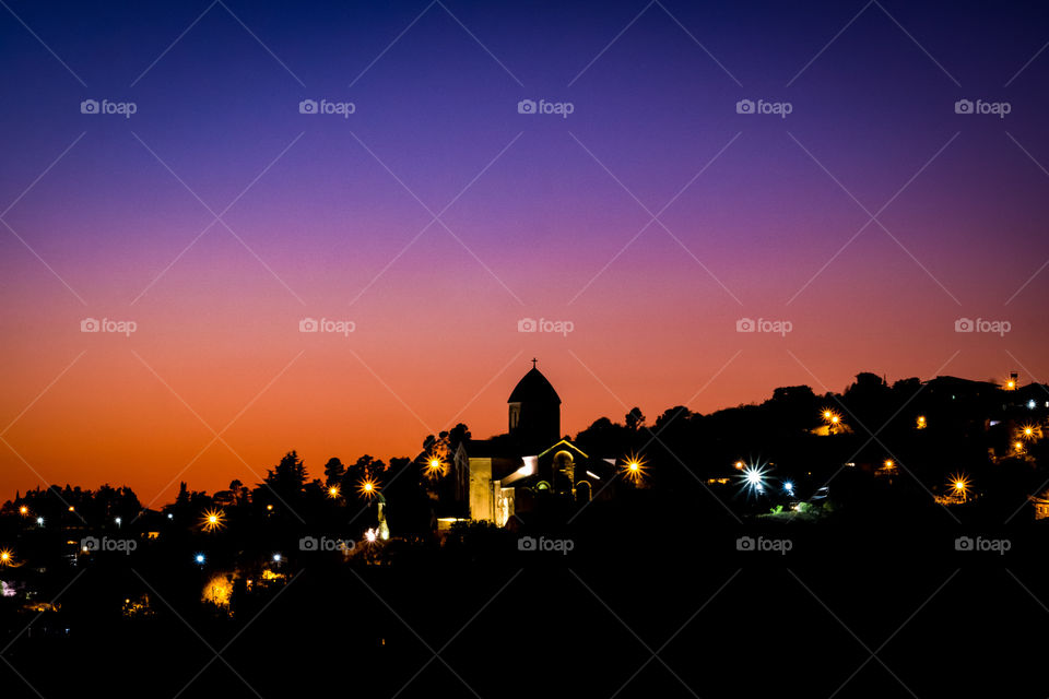 Variety shutter speed training in twilight moment at Bagrati Cathedral land scape in Kutaisi Georgia