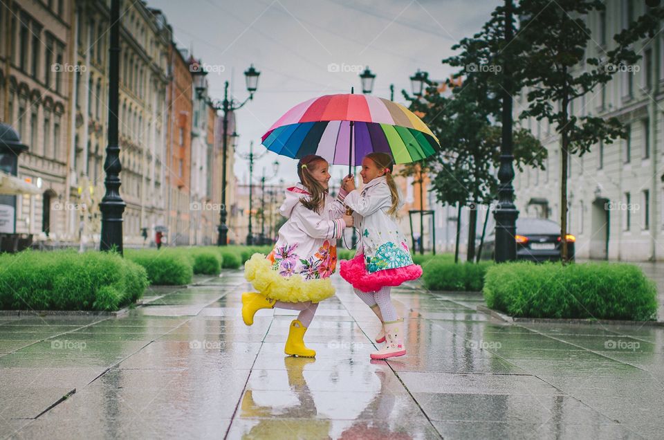 Umbrella, Street, City, Rain, People
